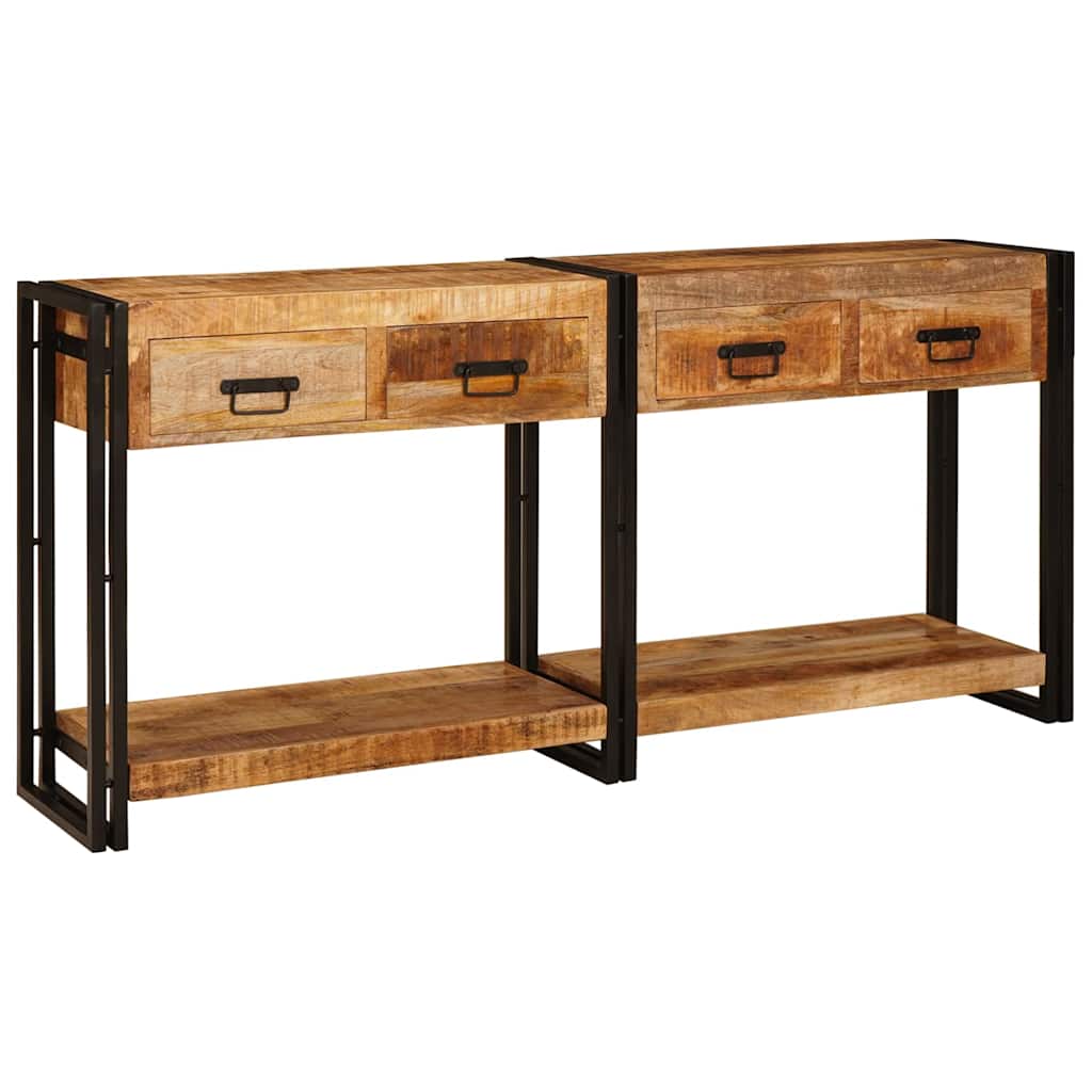 Console Tables 2 pcs Brown 160 x 33 x 75 cm Solid Mango wood